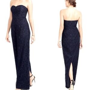 NWT J CREW Natasha black lace formal dress strapless long wedding event evening
